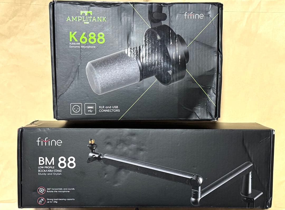 新品 未使用 【ブラック】 fifine ダイナミックマイク マイクアーム