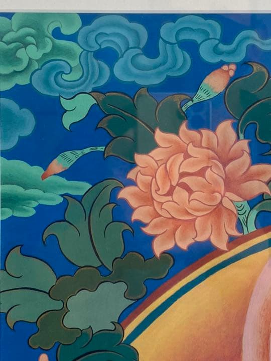 チベット　観音菩薩のタンカ　仏画　額入り