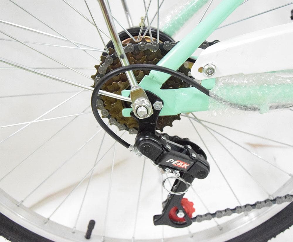 新品送料無料 折りたたみ自転車6段変速２４インチミニベロママチャリカゴ付折り畳み