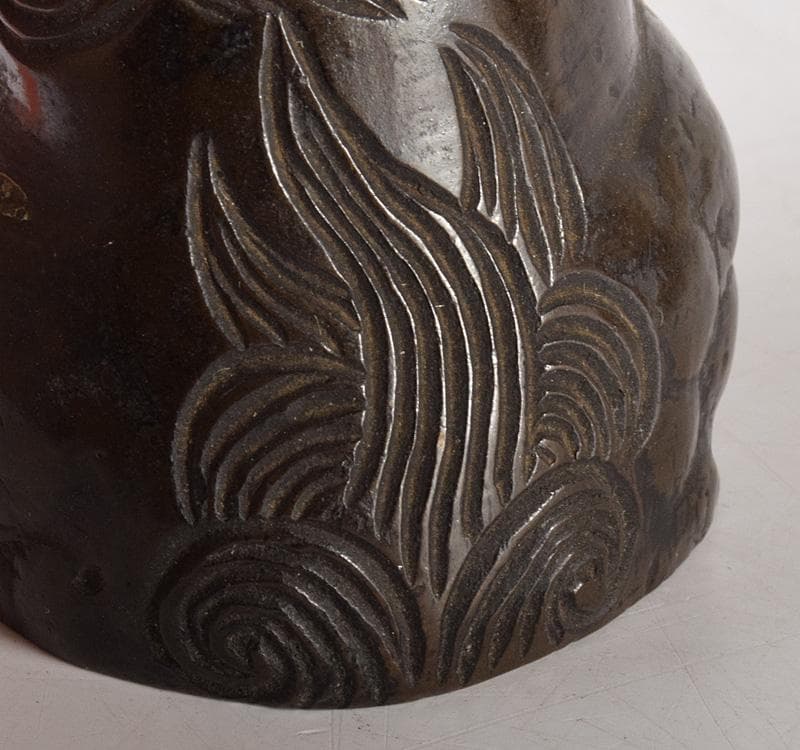 中国　書道具　古銅　獅子　水滴　M　R5005