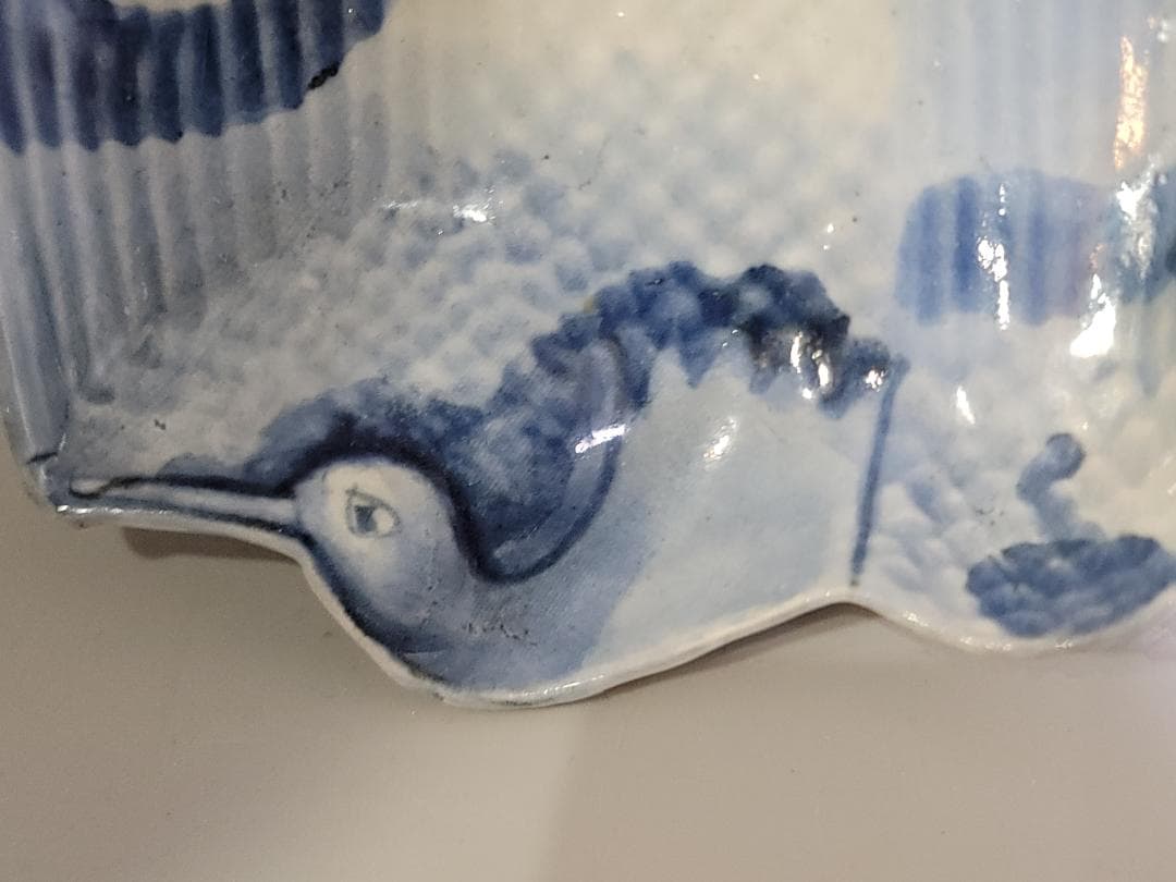 古美術 古九谷 染付 鳥型 皿 五客