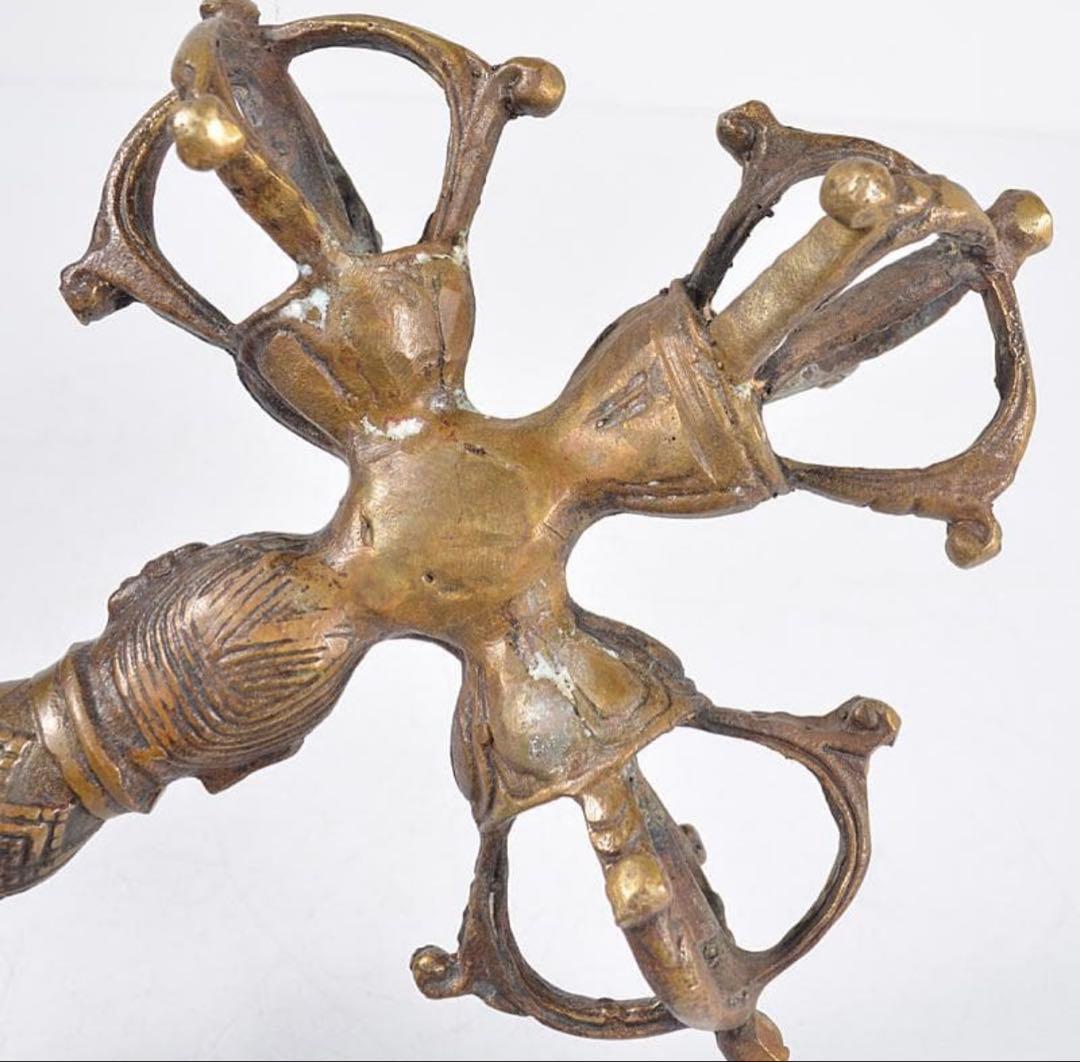 チベット密教法具　古銅鍍金 金剛杭　プルパ　骨董　アンティーク