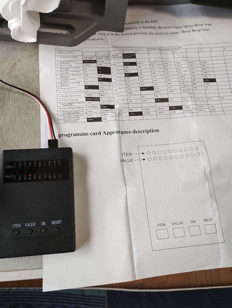 ホビーラジコン用ESC・ブラシレスモーター・プログラミングカードセット