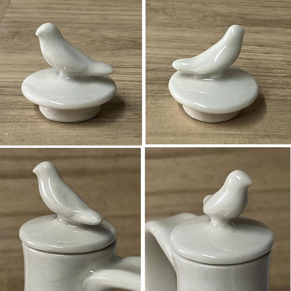 y064 白磁 水注 鳥の摘み 水差し 水次 茶道具