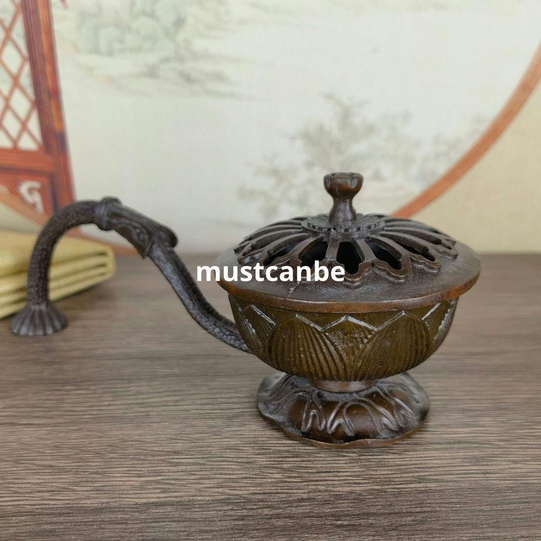 銅 細工 手を持ちます蓮華炉 盤香炉 香道具 薫香炉 工芸品 置物