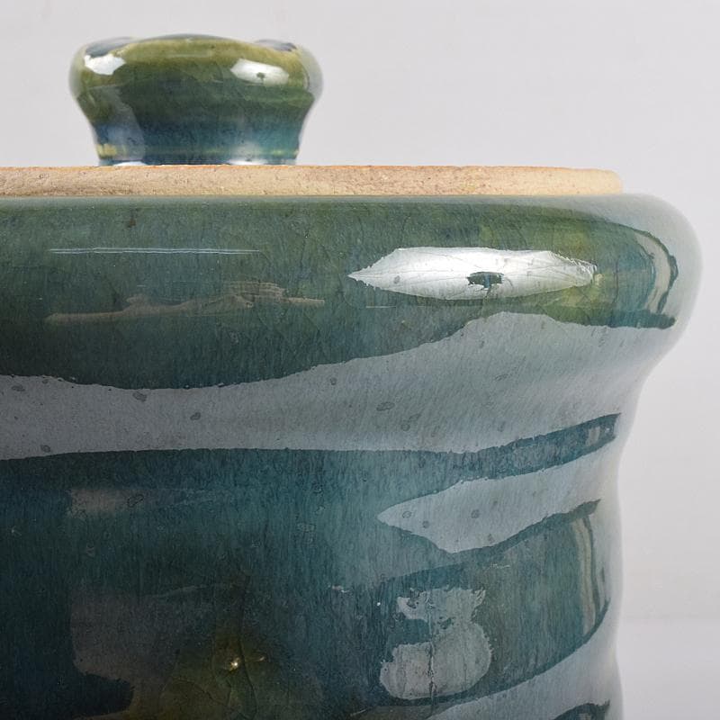 北大路魯山人作　青織部　木槌水指　黒田陶々庵極め箱　D　R8875B