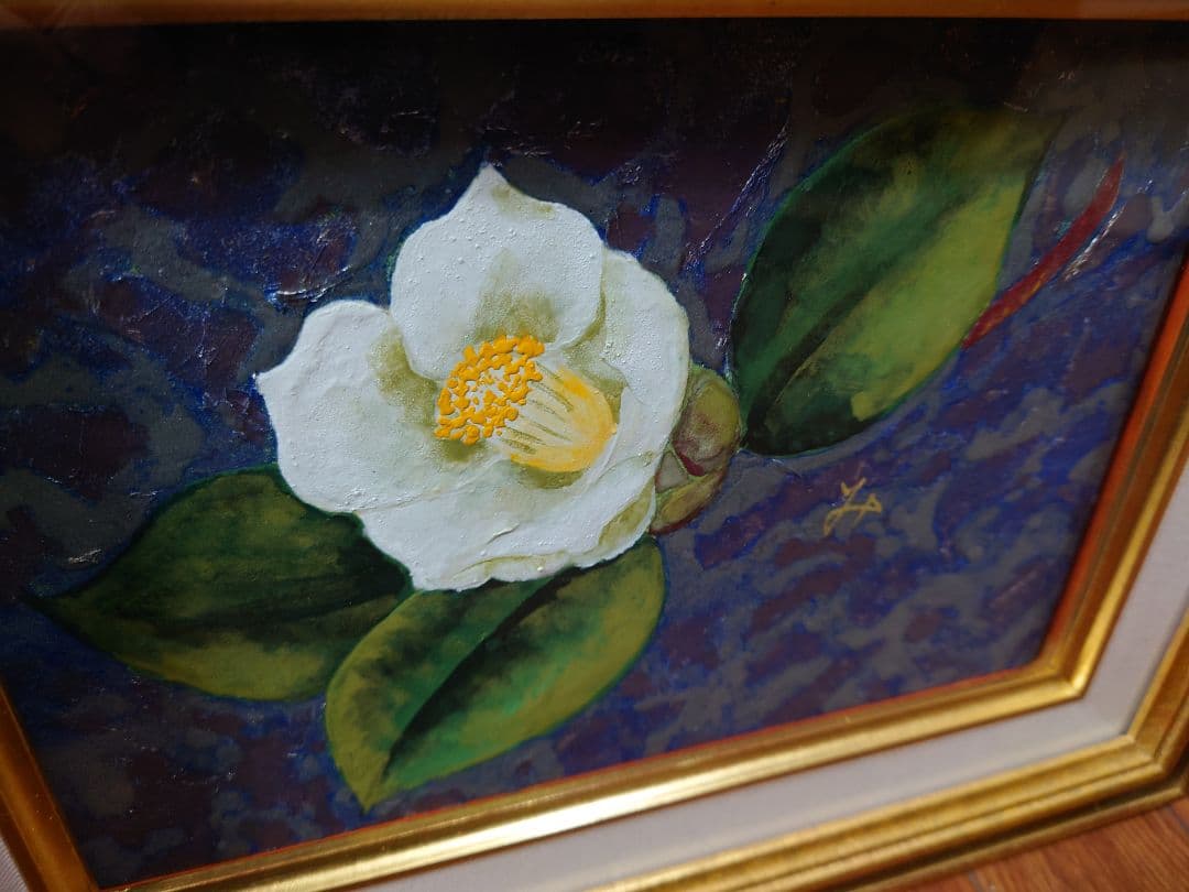 田中みどり 「白椿」真筆 油絵 絵画 SM 油彩