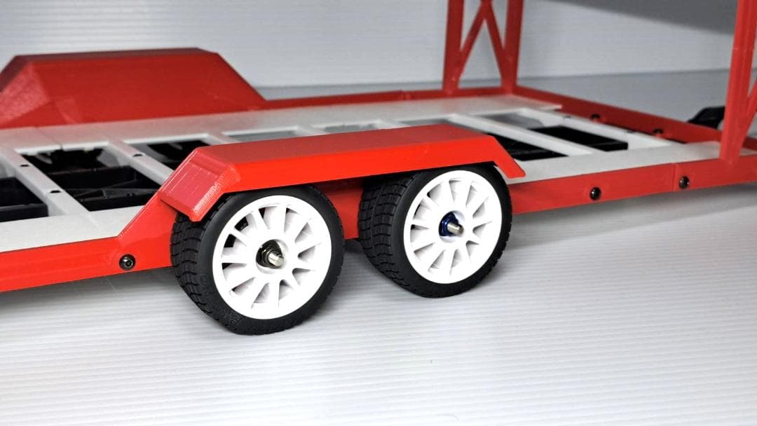 1/10　ラジコン用　車載トレーラー　低床タイプ 2軸仕様 タイヤラック付き