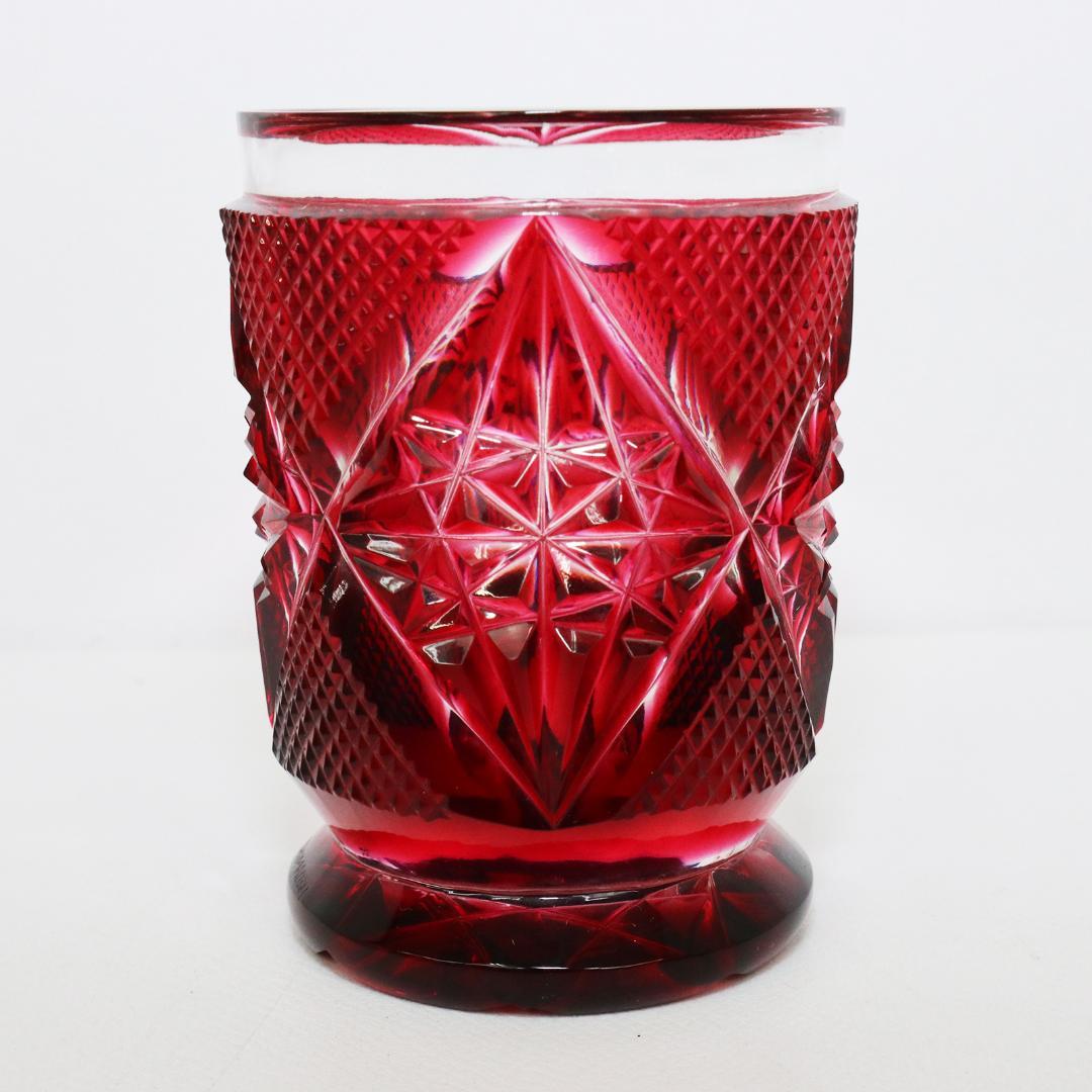 復元 薩摩切子 色被せガラス 切子盃 共布 共箱