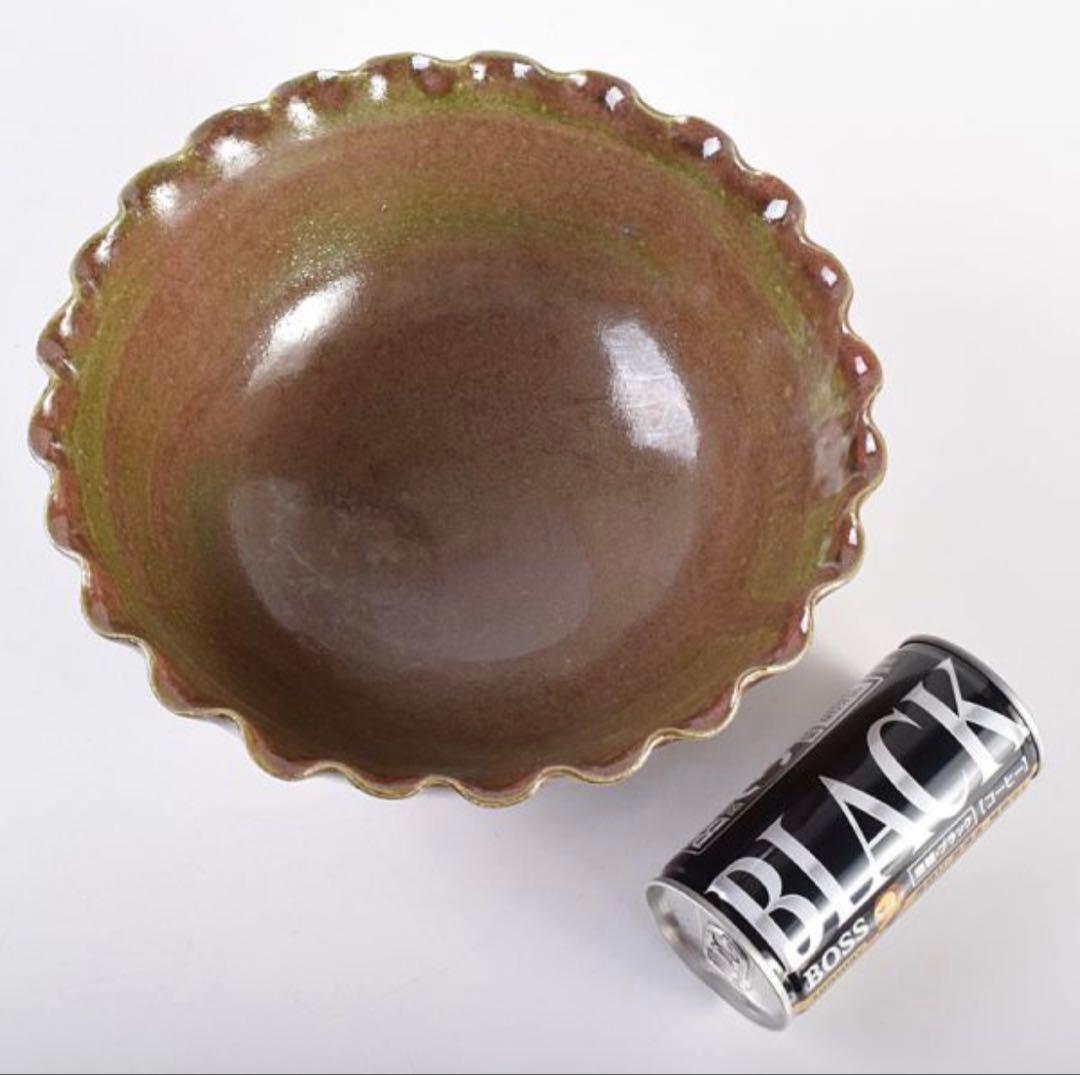 北大路魯山人作　織部　輪花鉢