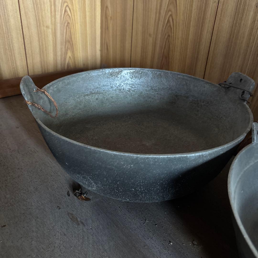 昭和レトロ 羽釜 アルミ製 大釜 アンティーク 古道具 植木鉢 ビオトープ