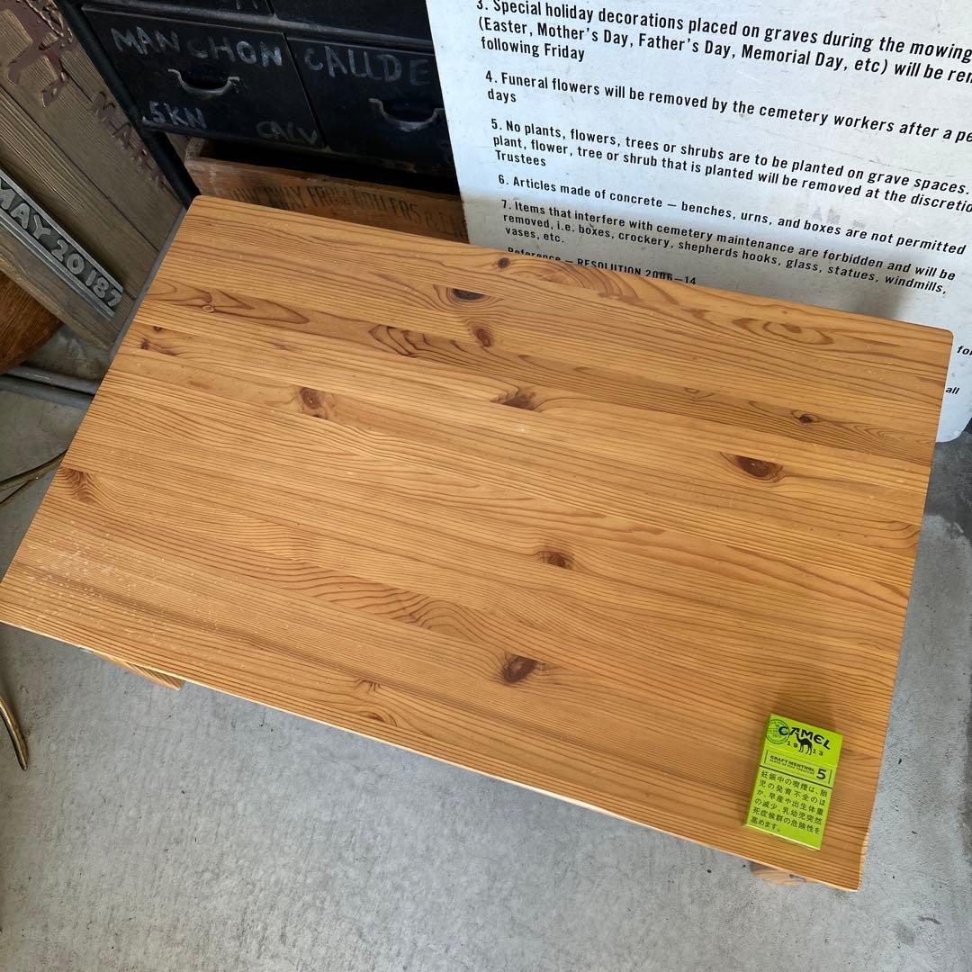 レトロ フォールディング ウッド テーブル 木製 ローサイズ キャンプ 折り畳み