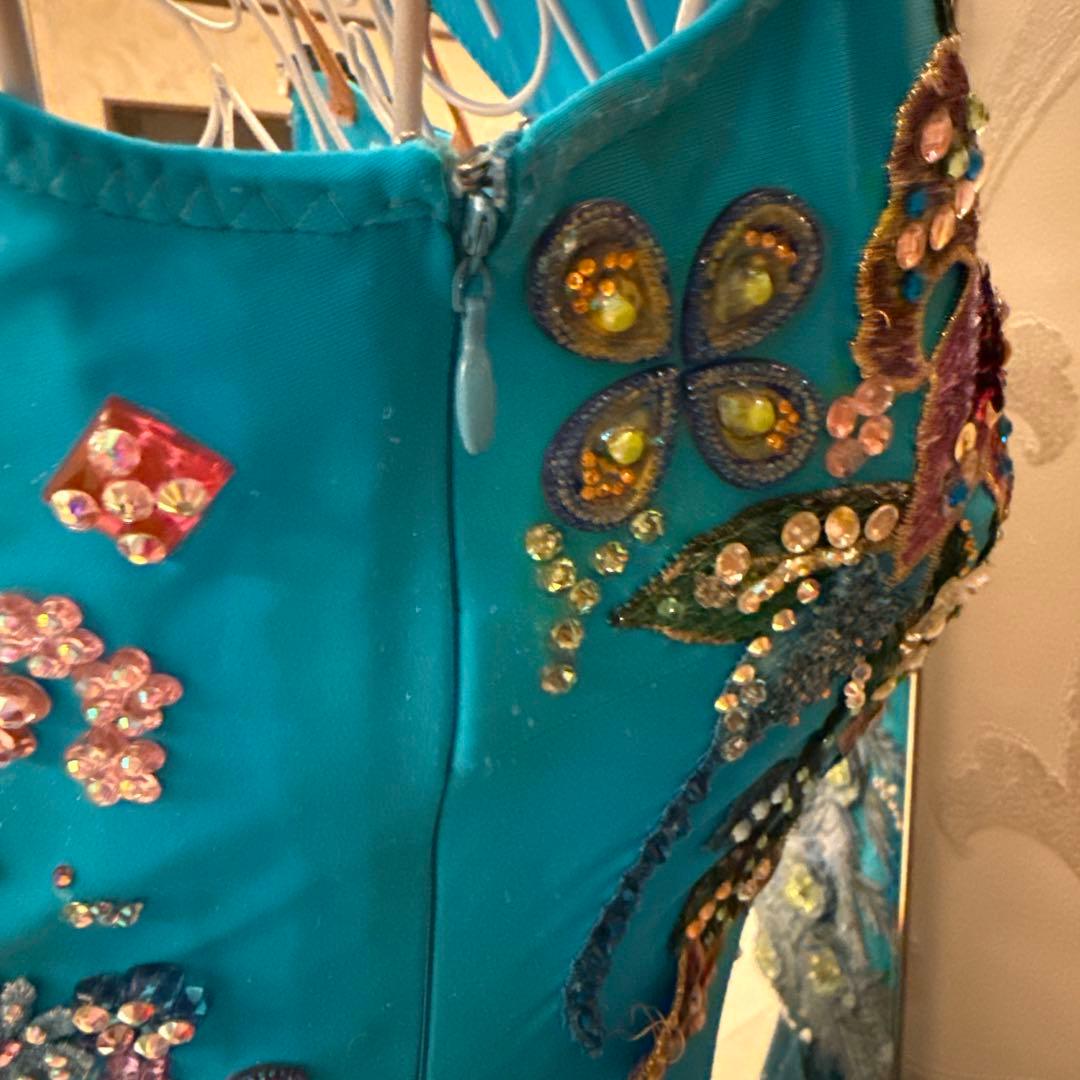 社交ダンス　ブルー　ラテン　ドレス　MＬ