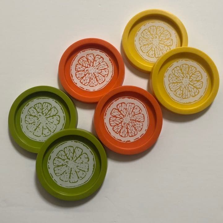 【昭和レトロ】プラスチック コースター/3色×2個セット