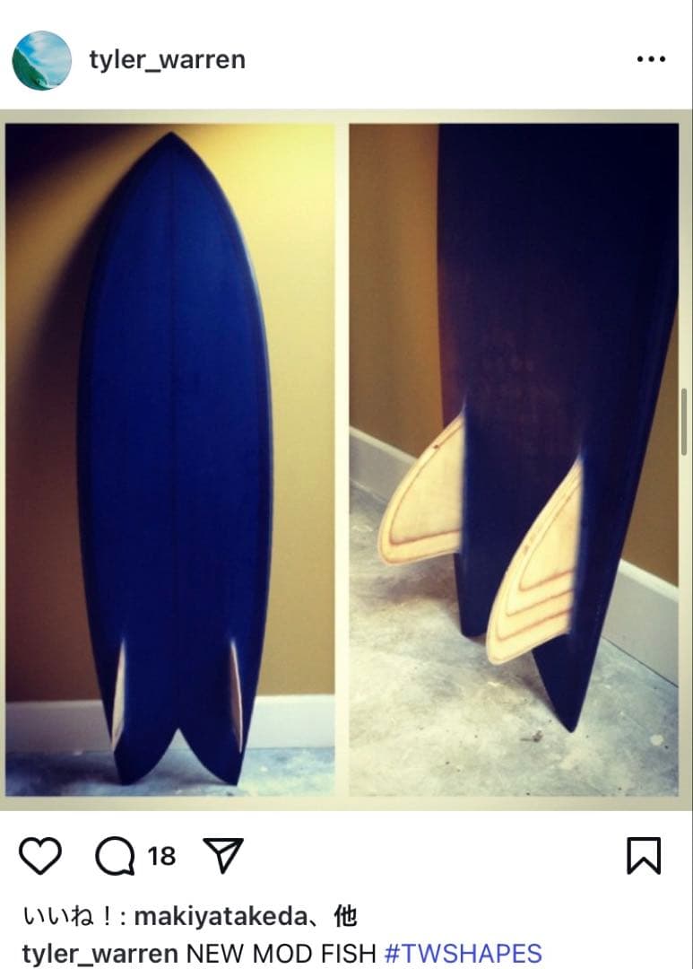 タイラーウォーレン　サーフボード　フィッシュ