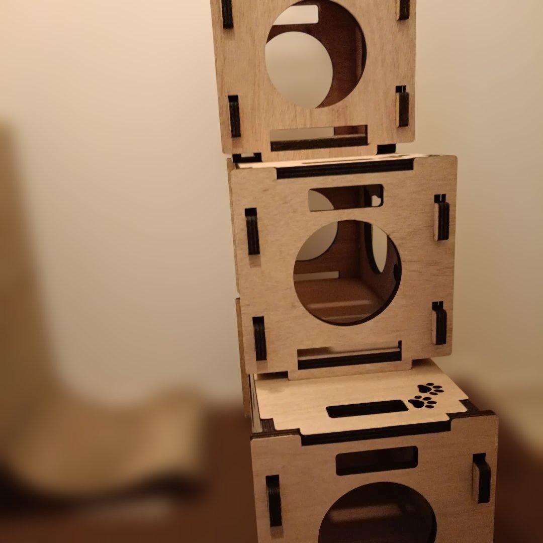 キャットタワー猫おもちゃキャット階段ボックス棚ねこにゃんこ木製箱型
