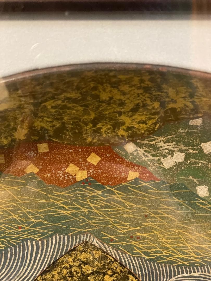 九谷焼　谷敷正人作　陶額雪月花『月』飾絵皿　飾皿　陶板画　額装