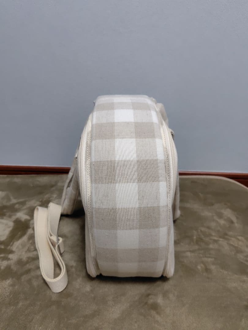 小型犬用　キャリーバッグ　ショルダー紐　セット　ベージュ　チェック　美品