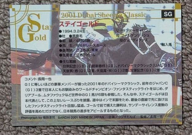 サラブレッドカード  ステイゴールド(2001ドバイシーマクラシック)※非売品
