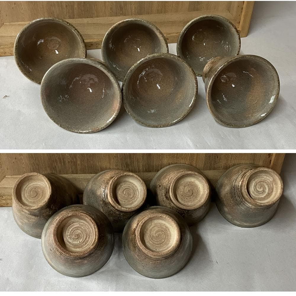 F1369 十四代 坂倉新兵衛 萩焼 煎茶器 セット 共箱 宝瓶 煎茶碗 茶道具