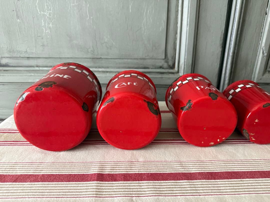 フランスアンティーク　ホーローのキャスター5個セット