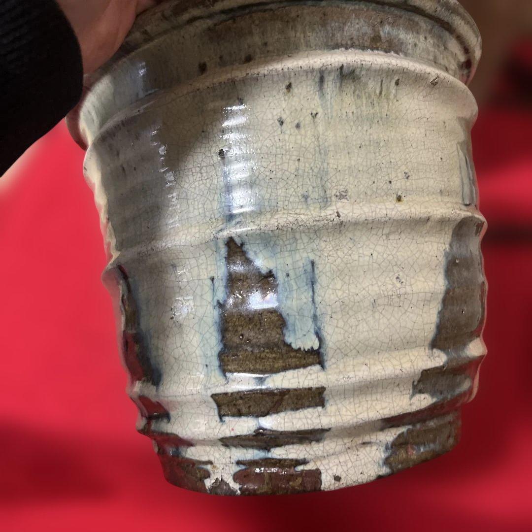江戸時代物 茶道具 古唐津 水指 塗蓋 朝鮮唐津 骨董 古道具 古玩