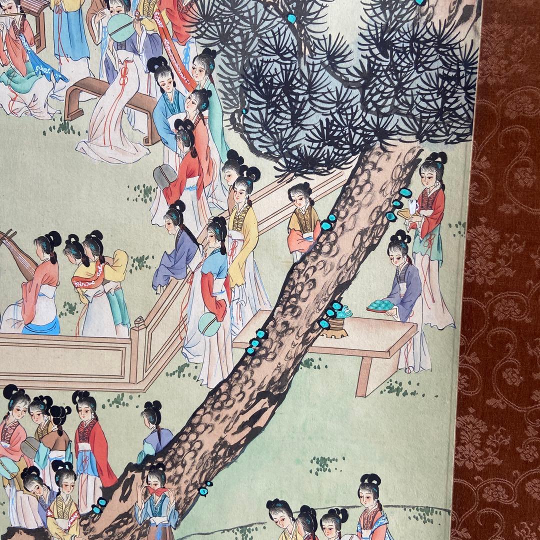 古い中国美人画掛け軸