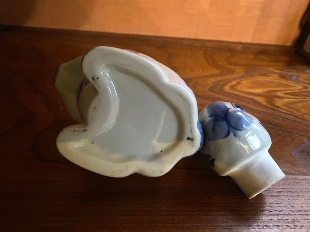 染付うさぎ！愛嬌溢る《青絵兎ティーポット》（検リヤドロヴィンテージ干支ヘレンド