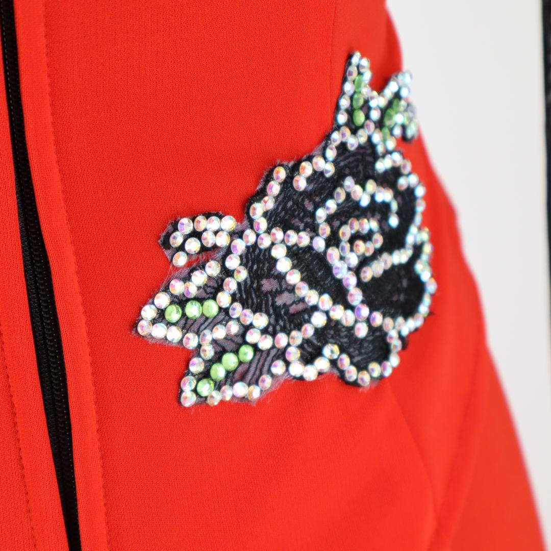 【美品社交ダンス衣装】豪華ラインストーン花装飾 サンヨシムラ ブラウス スカート