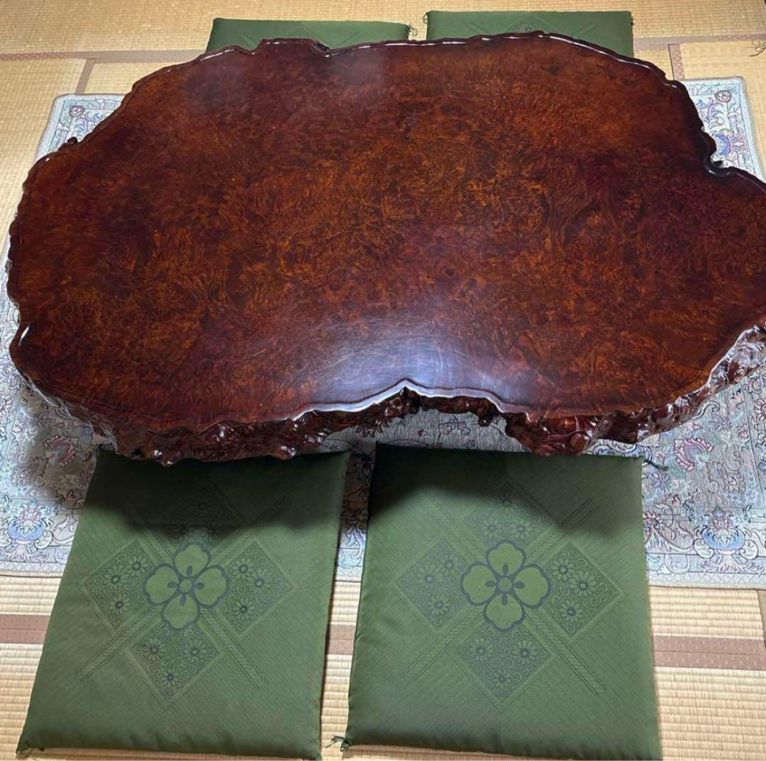 木製 不規則形座卓 大きめオーバルテーブル 極厚天板