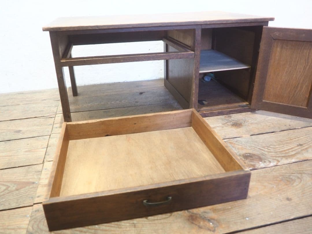 1232 アンティーク　ロータイプの片袖机　文机　引き出し　レトロ　テーブル