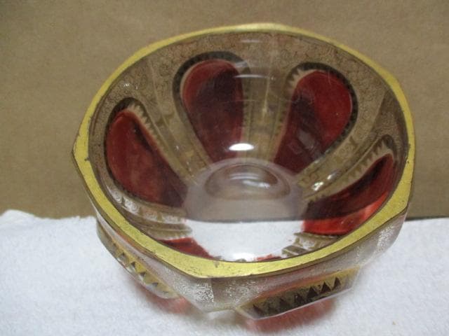 古ボヘミアグラス　キャンディーボックス　P41-2