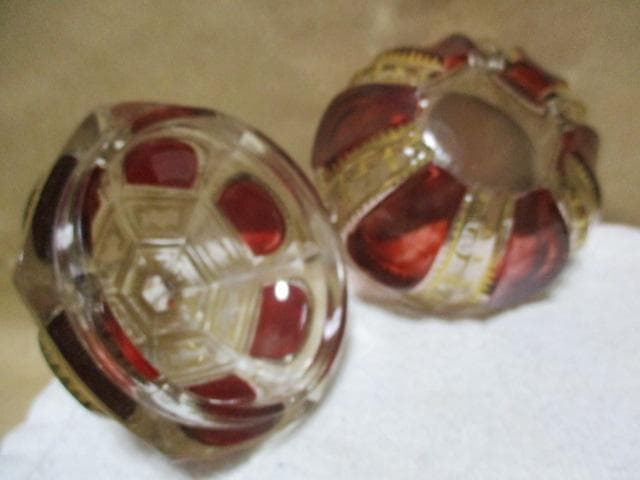 古ボヘミアグラス　キャンディーボックス　P41-2