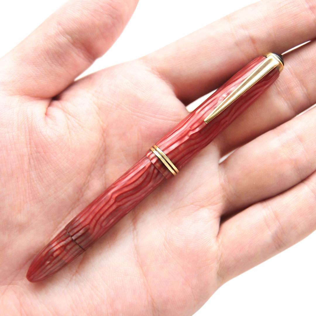 ミニ 万年筆 赤 日本製　50s　インキ止め式　（インク止め式）未使用