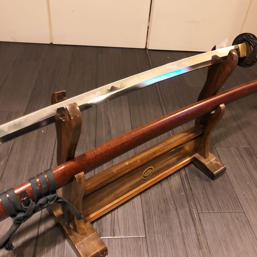 高級模造刀　深朱拵え　高級居合刀　研波刃　合金