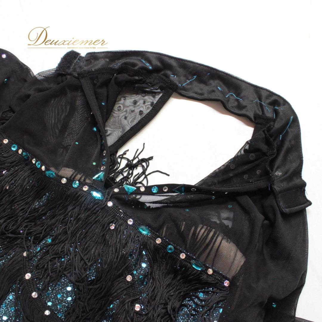 【美品 社交ダンス衣装】ワンピース ドレス ラテン leirena 黒 ブラック