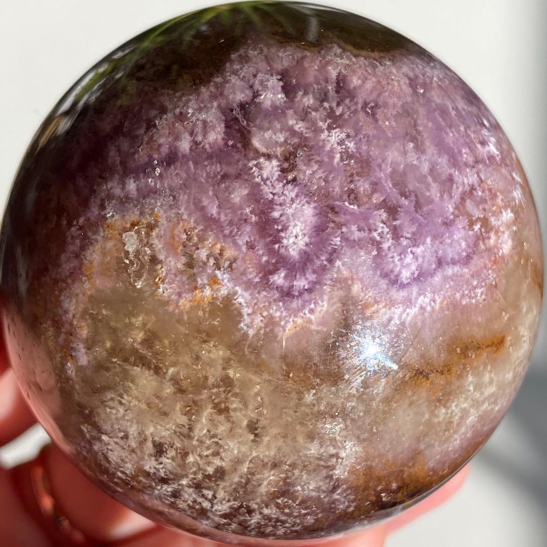 【 天然石　オーラライト 23 フローライト 共生 スフィア 丸玉 】