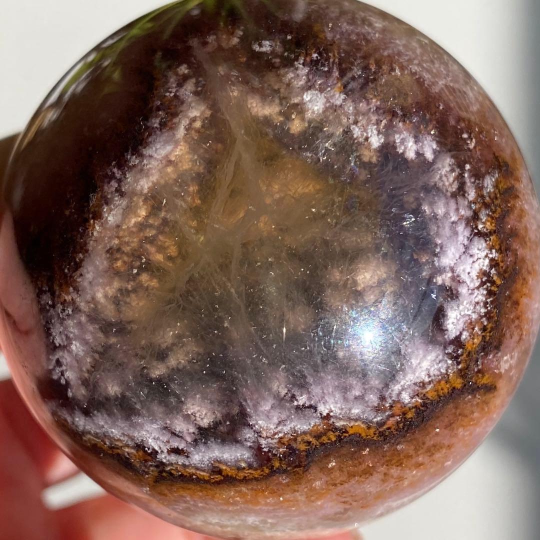 【 天然石　オーラライト 23 フローライト 共生 スフィア 丸玉 】