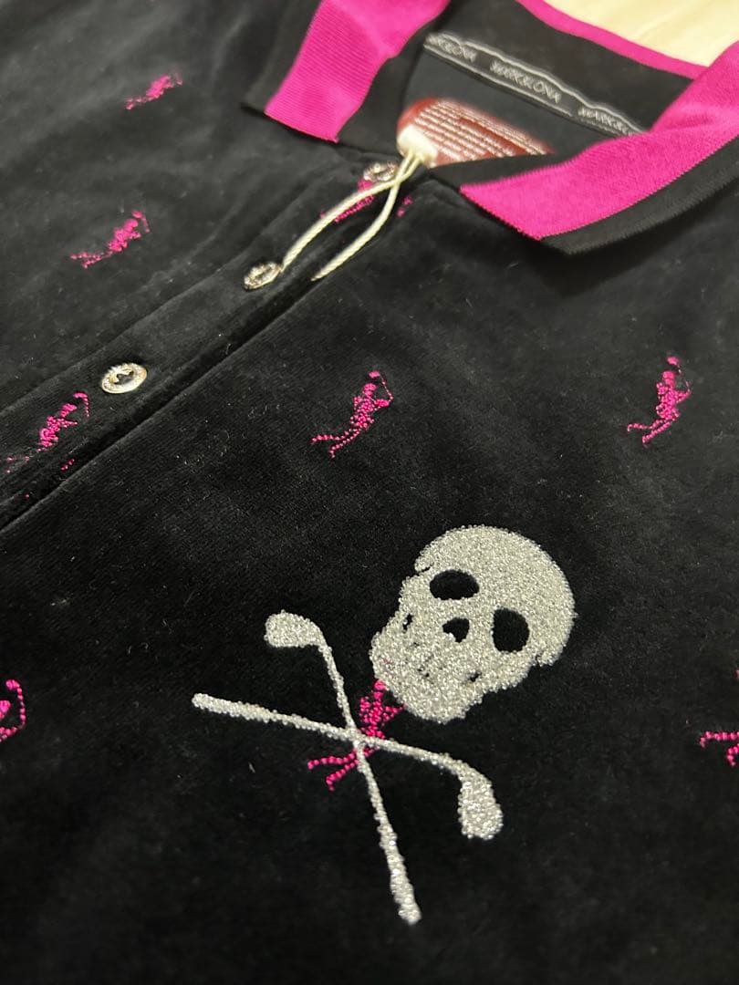 【新品タグ付】マークアンドロナ ゴルフウェア ポロシャツ Sサイズ スカル 黒