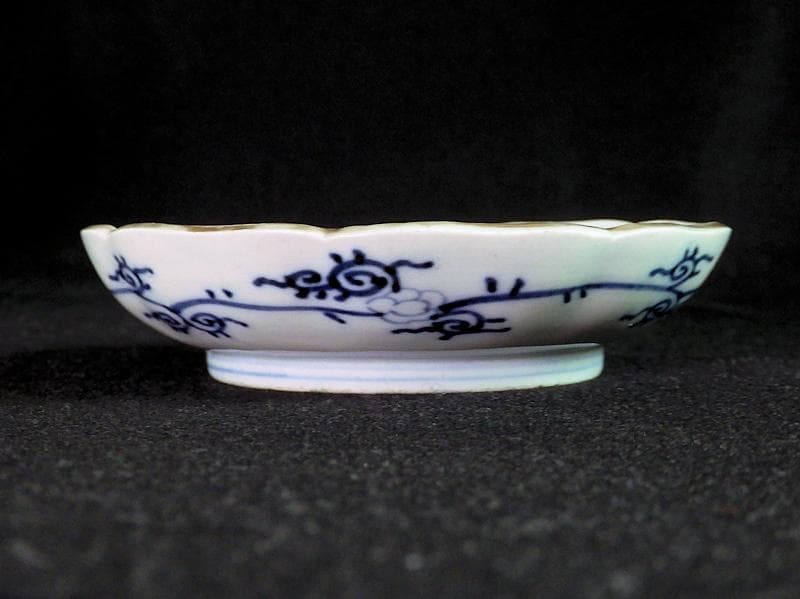 古伊万里　染錦　菖蒲に菊の図　４寸皿　４客　D870AS-BXo