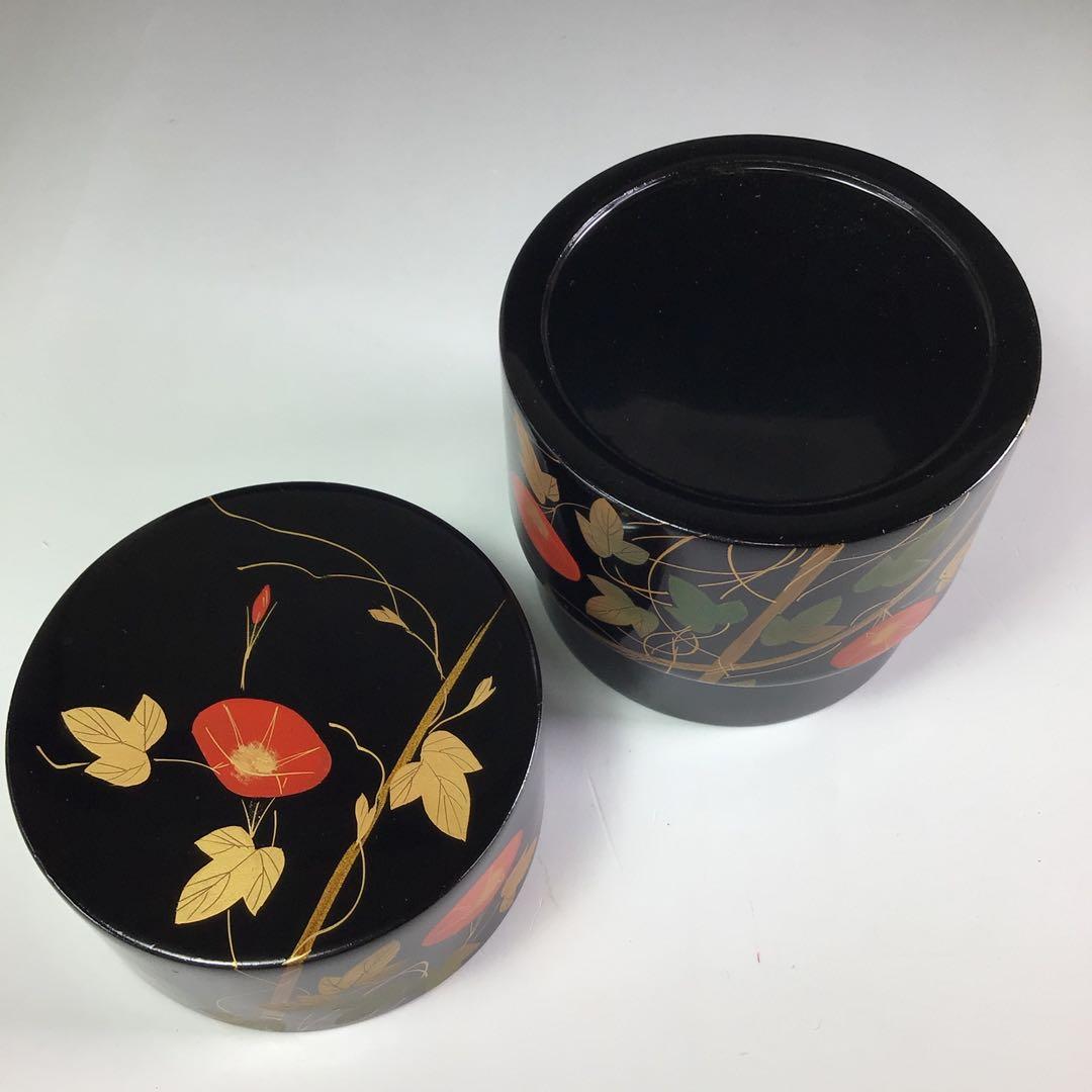 Ｒ５６５　四季棗　『塗師　峯清作』『夜桜　朝顔　稲雀　松喰鶴』　共箱　茶道具