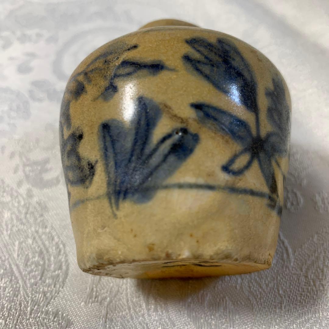 茶道具アンティーク安南染付　茶入　明骨董品