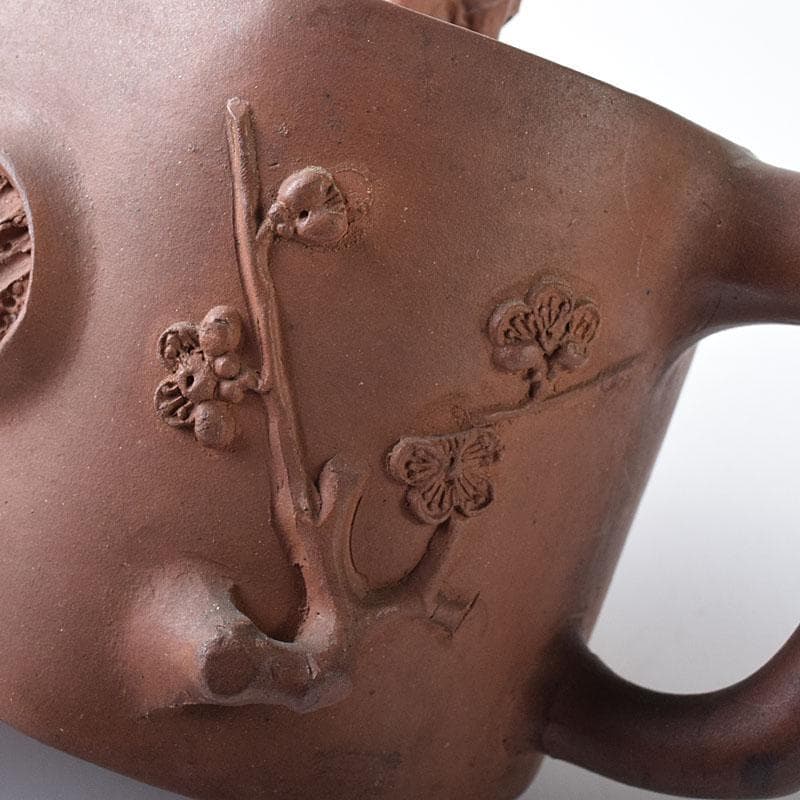 中国　紫砂　朱泥　梅文　急須　茶壷　在銘　M　R8774