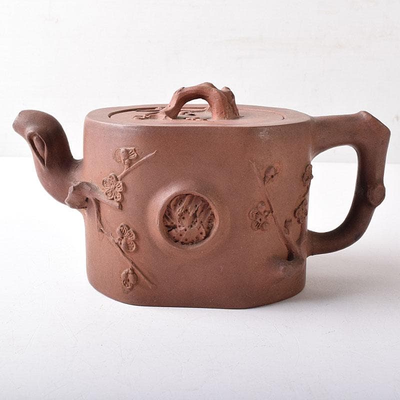 中国　紫砂　朱泥　梅文　急須　茶壷　在銘　M　R8774