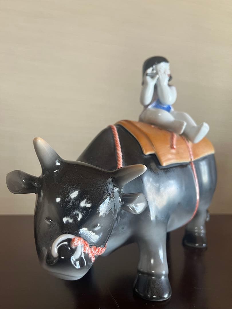 【深川製磁】希少 香炉 牛乗り笛吹き童子 ライトを入れても◎