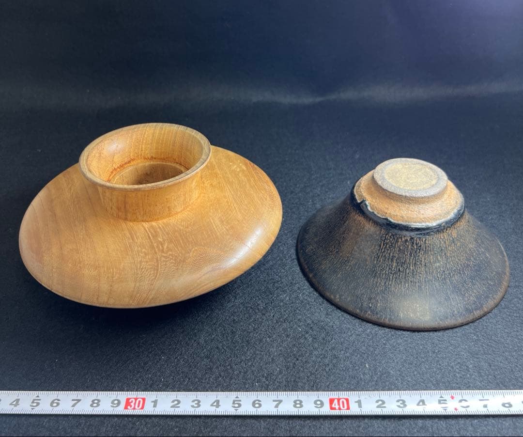 古代中国　天目茶碗　天目台付　高さ約12㎝　東Y8-0106☆2Fタルニ