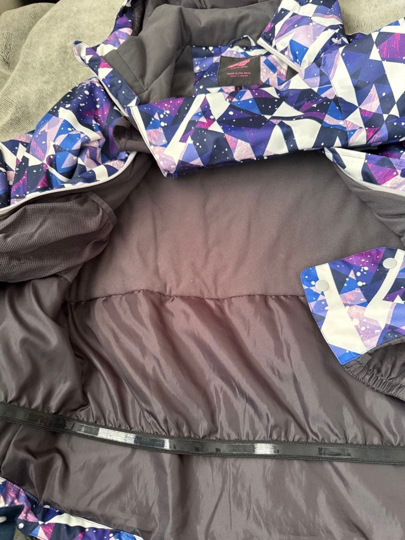 【S】スキースノーボードウェア上下 レディース 防水 防寒 紫 青 白 フード付