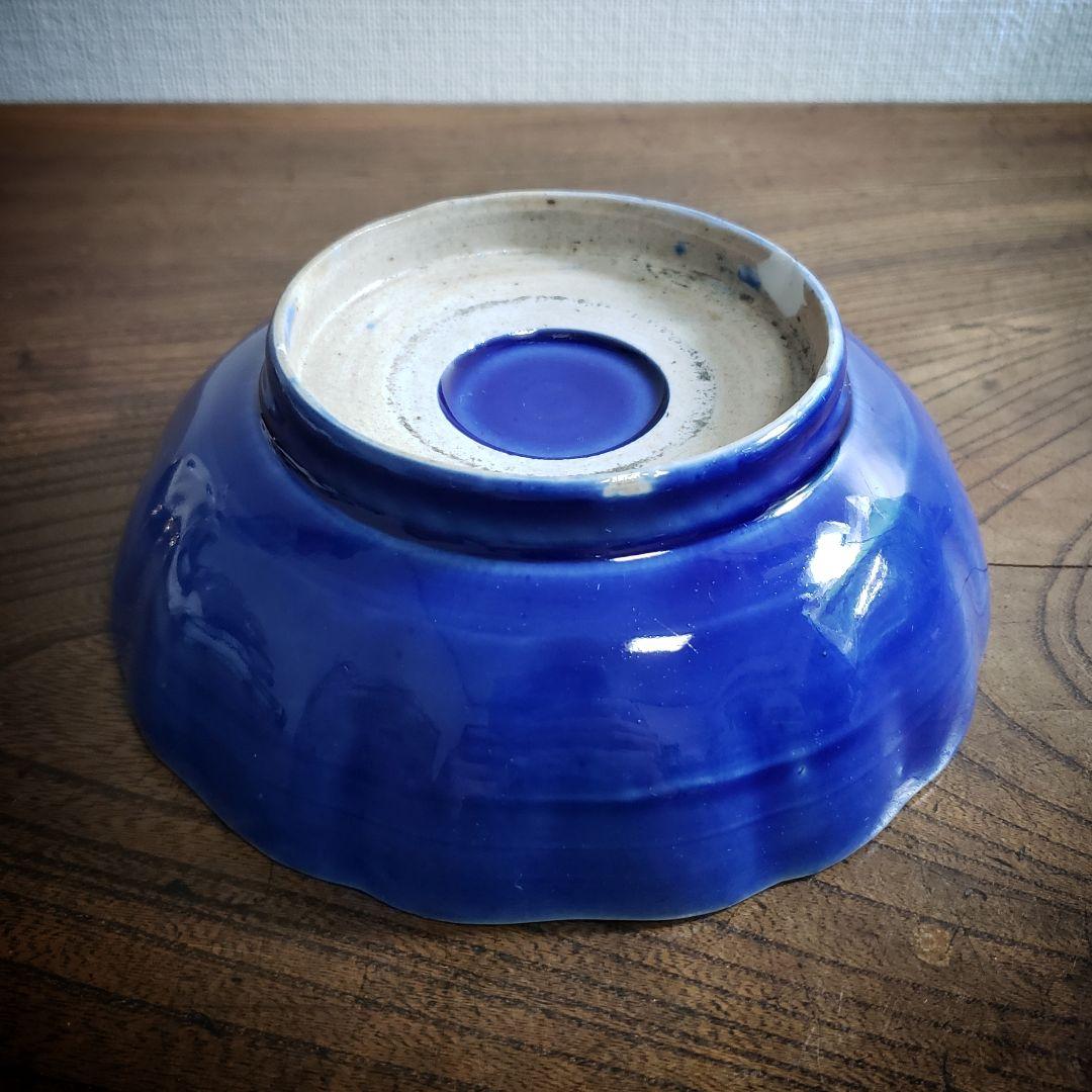 なます皿　瑠璃釉　金魚　水草　金魚藻　金彩　蛇の目　江戸　訳あり