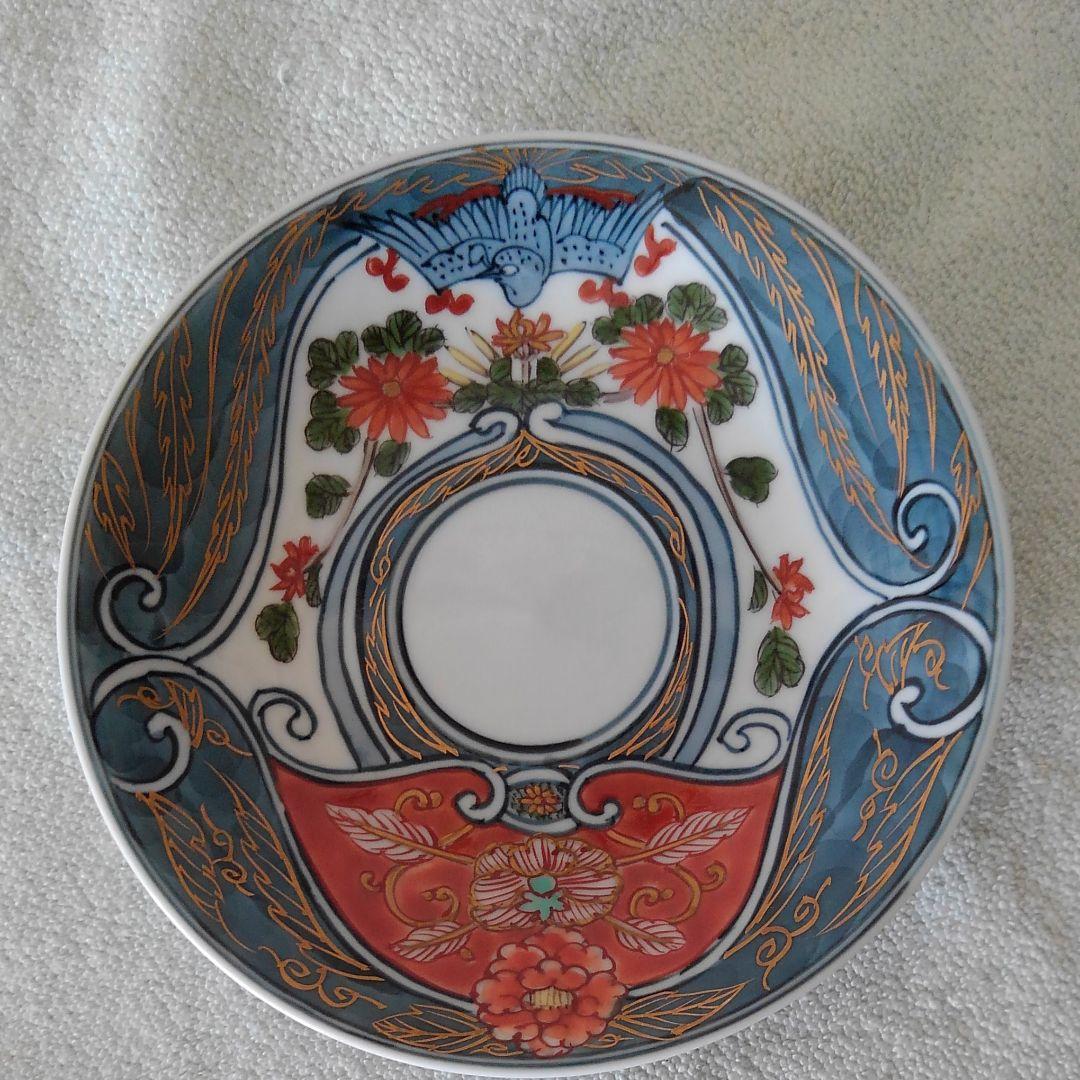 舘林源右衛門作　染錦古代花鳥デミタスコーヒー碗皿