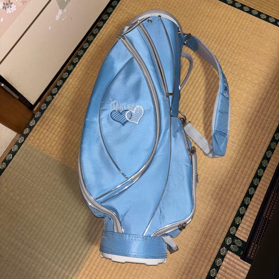 水色 ハート刺繍 キャディバッグ